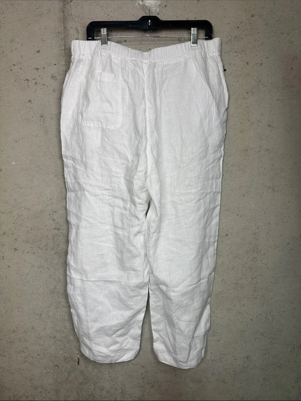 Quince White Linen Elastic-Waist Straight Pants